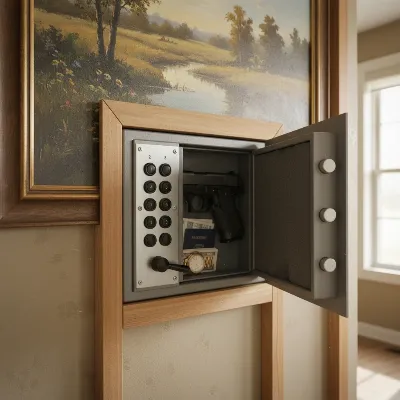 V-Line Quick Vault in-wall safe with mechanical lock for concealed firearm storage